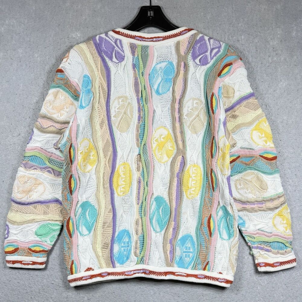 VTG 90s COOGI Australia 3D Knit Cardigan Sweater Multicolor Pastel Women’s Small - Picture 9 of 12
